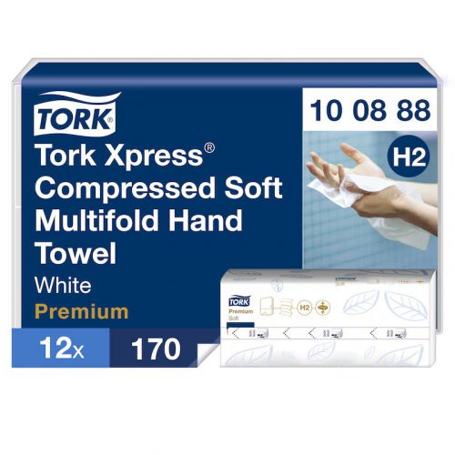 Kéztörlő Tork Xpress  Soft Multifold, Compressált 21,2x32cm/lap12csomag/krt H2 rendszer, Tork Premium