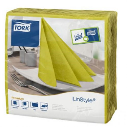 LinStyle textilhatású szalvéta PISZTÁCIA 39x39cm,50db/csom. (12csom/kart.) Tork Premium