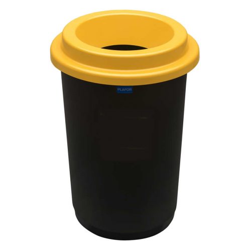 ECOBIN kerek szemetes 50 liter fekete/sárga 41x41x59,5cm