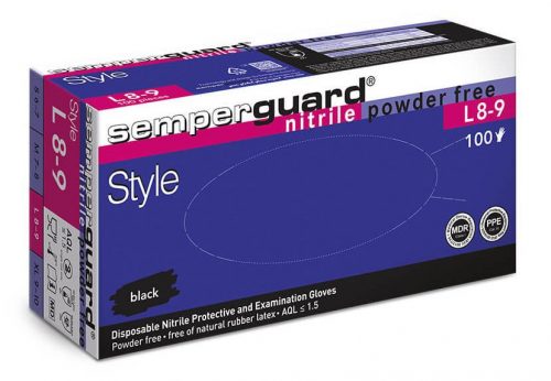 Semperguard Style FEKETE púdermentes Nitril Kesztyű L méret 100db/csomag