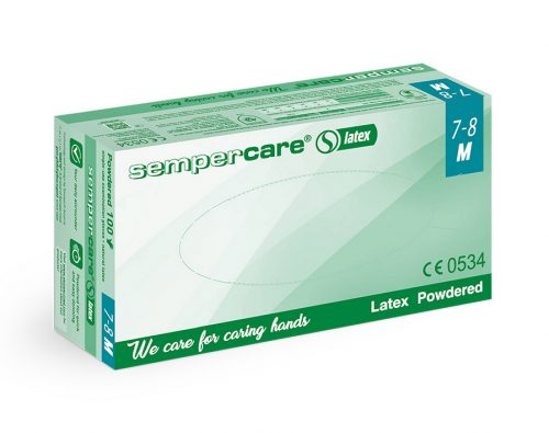 Sempercare Latex púderezett M méret vizsgálókesztyű 100/10