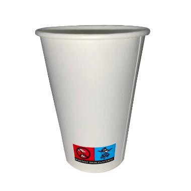 Papírpohár 200/250ml FEHÉR 100db/csomag átm:80mm  EU SUP HUN logóval ( 24csomag/karton )