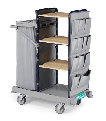  Green Hotel 944  Trolley with varnished metal stanchions and foldable bag holder, included covering with pockets