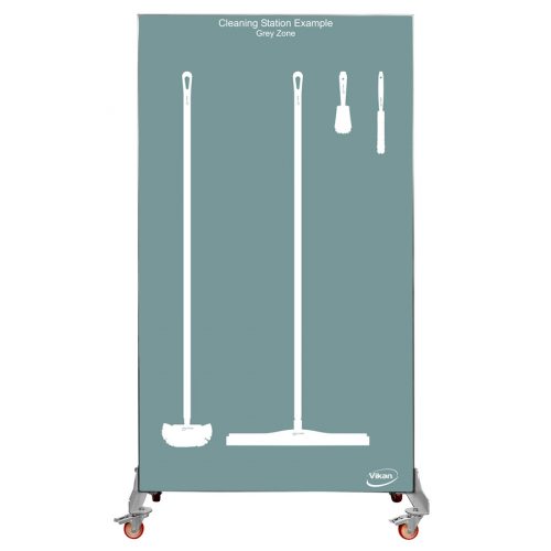 Árnyéktábla kerekes dupla Szürke háttér/fehér árnyék 2000x1150mm Vikan